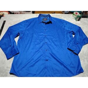 Flex Button Down Shirt Men 2XL Electric Blue Long Sleeve Sleek Evening Classic